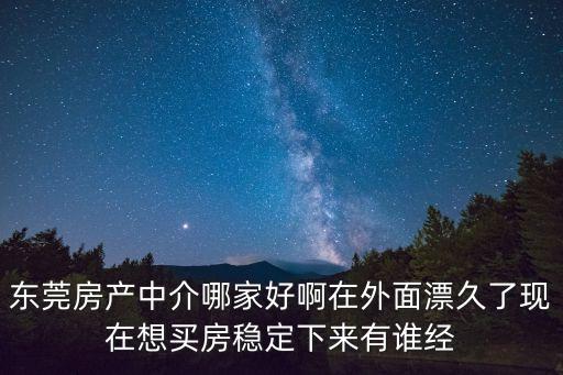東莞房產(chǎn)中介哪家好啊在外面漂久了現(xiàn)在想買房穩(wěn)定下來(lái)有誰(shuí)經(jīng)
