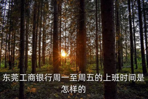 東莞工商銀行周一至周五的上班時間是怎樣的