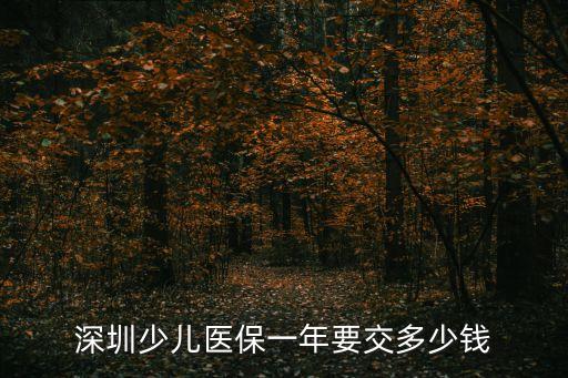 深圳少兒醫保一年要交多少錢