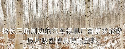 找長三角周邊的汽車模具廠商要求能做厚片吸塑模具鑄鋁塑料