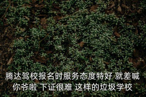 騰達駕校報名時服務態度特好 就差喊你爺啦 下證很難 這樣的垃圾學校