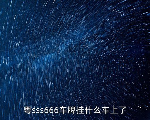 粵sss666車牌掛什么車上了