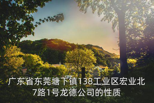 廣東省東莞塘下鎮138工業區宏業北7路1號龍德公司的性質