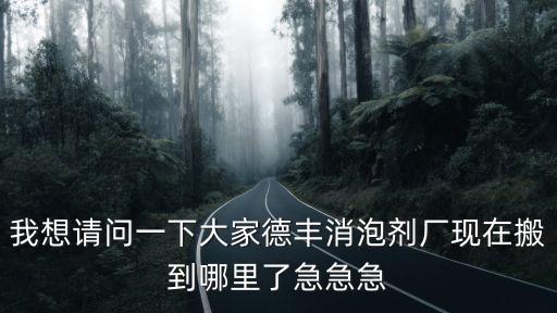 我想請(qǐng)問一下大家德豐消泡劑廠現(xiàn)在搬到哪里了急急急