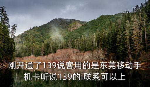 剛開通了139說客用的是東莞移動手機卡聽說139的i聯系可以上