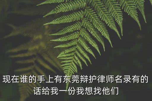 現在誰的手上有東莞辯護律師名錄有的話給我一份我想找他們
