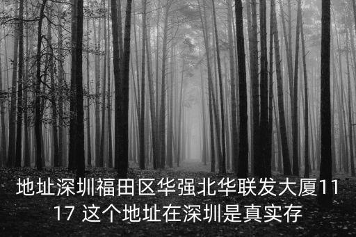 地址深圳福田區華強北華聯發大廈1117 這個地址在深圳是真實存