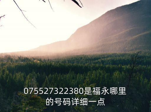 075527322380是福永哪里的號碼詳細一點