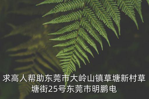 求高人幫助東莞市大嶺山鎮草塘新村草塘街25號東莞市明鵬電