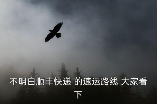 不明白順豐快遞 的速運路線 大家看下