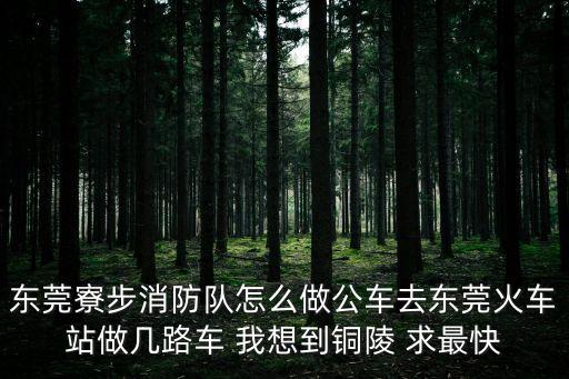東莞寮步消防隊怎么做公車去東莞火車站做幾路車 我想到銅陵 求最快