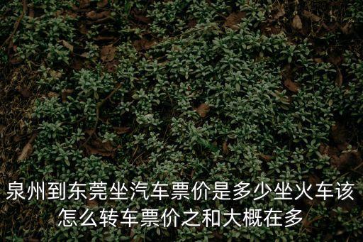 泉州到東莞坐汽車票價是多少坐火車該怎么轉車票價之和大概在多
