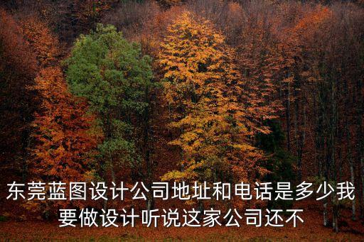 東莞藍圖設計公司地址和電話是多少我要做設計聽說這家公司還不