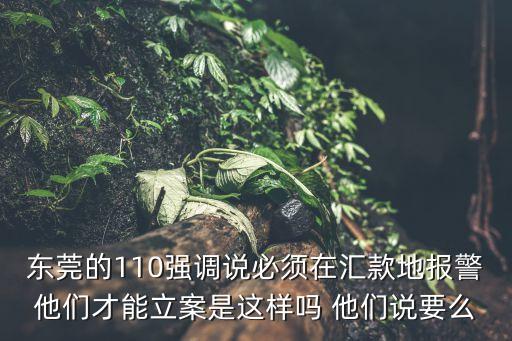 東莞的110強調說必須在匯款地報警他們才能立案是這樣嗎 他們說要么