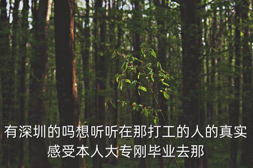 有深圳的嗎想聽聽在那打工的人的真實感受本人大專剛畢業去那