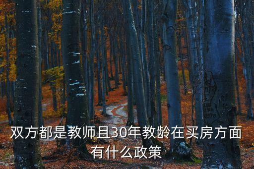 雙方都是教師且30年教齡在買房方面有什么政策