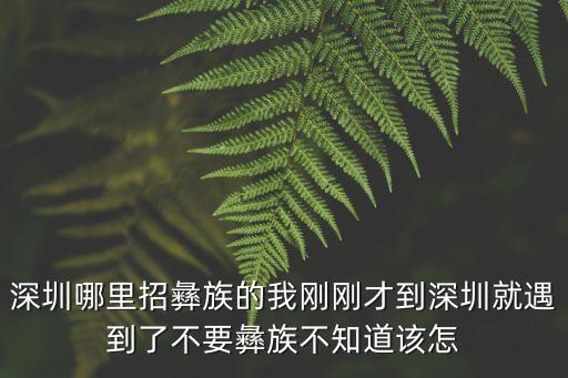 深圳哪里招彝族的我剛剛才到深圳就遇到了不要彝族不知道該怎
