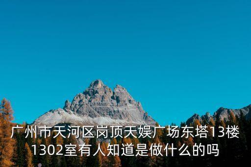 廣州市天河區崗頂天娛廣場東塔13樓1302室有人知道是做什么的嗎