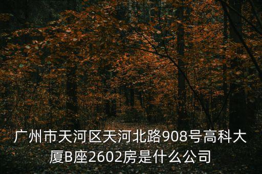 茗雅國際廣州，廣州市天河區天河北路908號高科大廈B座2602房是什么公司