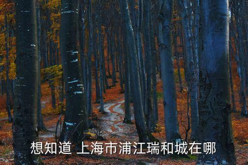 想知道 上海市浦江瑞和城在哪
