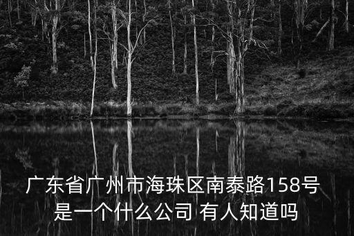 廣東省廣州市海珠區南泰路158號 是一個什么公司 有人知道嗎