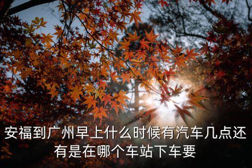 安福到廣州早上什么時(shí)候有汽車幾點(diǎn)還有是在哪個(gè)車站下車要