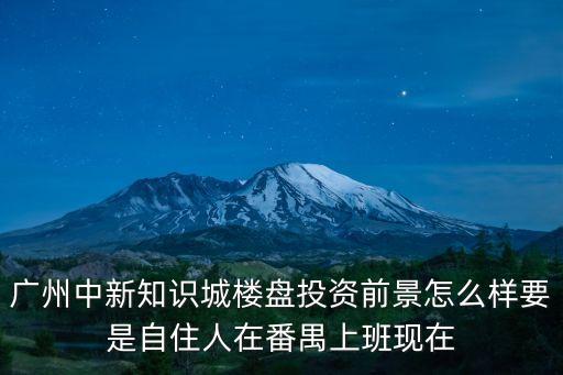 廣州中新知識(shí)城樓盤投資前景怎么樣要是自住人在番禺上班現(xiàn)在