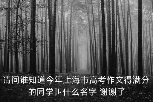 請問誰知道今年上海市高考作文得滿分的同學叫什么名字 謝謝了