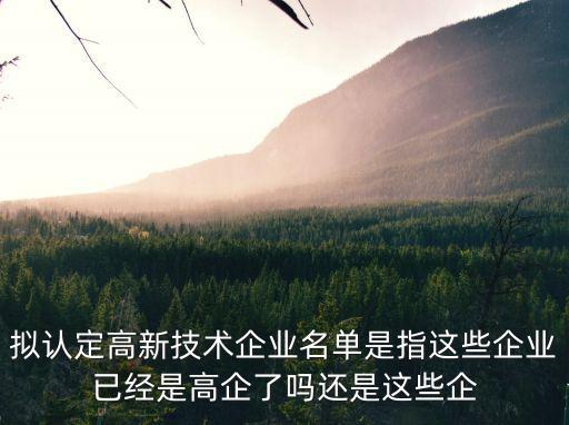 擬認定高新技術企業名單是指這些企業已經是高企了嗎還是這些企