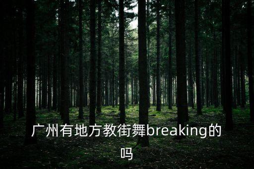 廣州有地方教街舞breaking的嗎