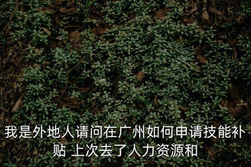 廣州市補助外籍，我是外地人請問在廣州如何申請技能補貼 上次去了人力資源和