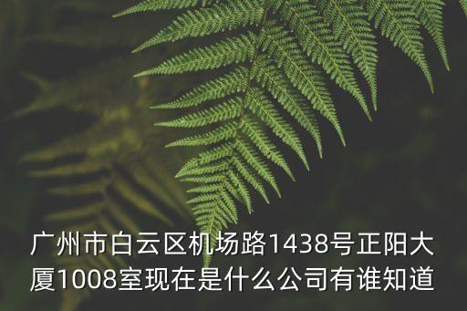 廣州市國鑫貿易有限公司，廣州市白云區機場路1438號正陽大廈1008室現在是什么公司有誰知道