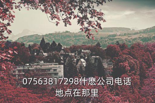 07563817298什麼公司電話地點在那里