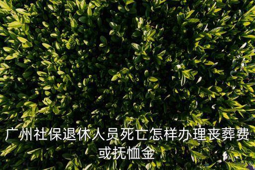 廣州醫(yī)保死亡撫恤金，廣州社保退休人員死亡怎樣辦理喪葬費(fèi)或撫恤金