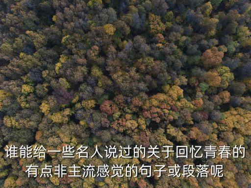 誰(shuí)能給一些名人說(shuō)過(guò)的關(guān)于回憶青春的有點(diǎn)非主流感覺(jué)的句子或段落呢