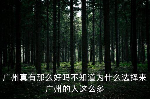 廣州真有那么好嗎不知道為什么選擇來廣州的人這么多