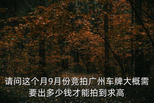 請(qǐng)問(wèn)這個(gè)月9月份競(jìng)拍廣州車牌大概需要出多少錢才能拍到求高