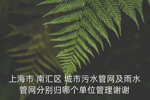 上海市 南匯區 城市污水管網及雨水管網分別歸哪個單位管理謝謝
