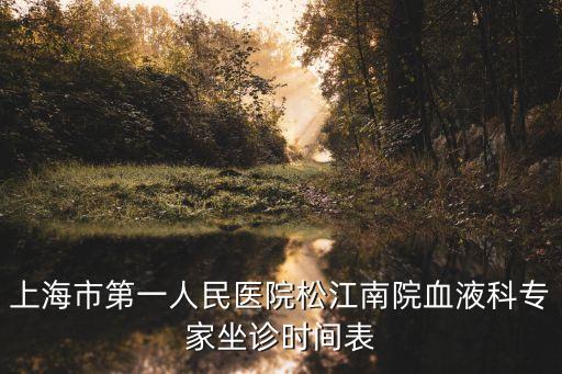 上海市第一人民醫(yī)院松江南院血液科專家坐診時(shí)間表