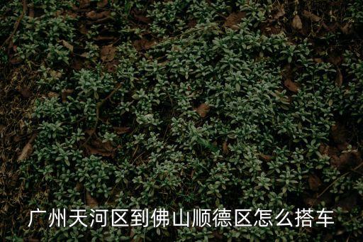 廣州天河區到佛山順德區怎么搭車