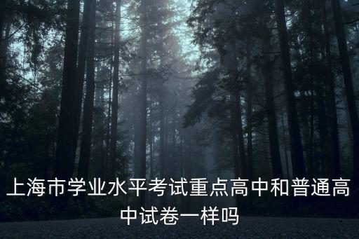 上海市學業(yè)水平考試重點高中和普通高中試卷一樣嗎