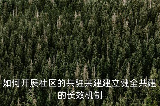 如何開展社區的共駐共建建立健全共建的長效機制