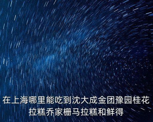 在上海哪里能吃到沈大成金團(tuán)豫園桂花拉糕喬家柵馬拉糕和鮮得