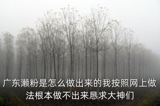 廣東瀨粉是怎么做出來的我按照網上做法根本做不出來懇求大神們