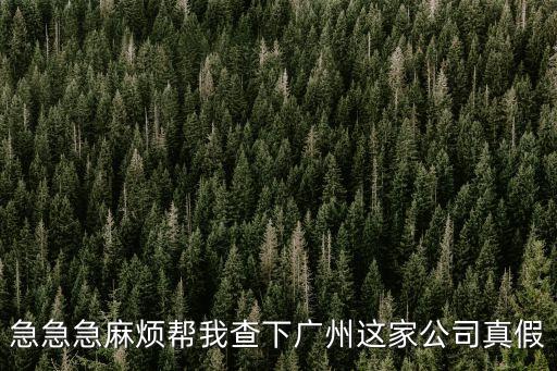 急急急麻煩幫我查下廣州這家公司真假