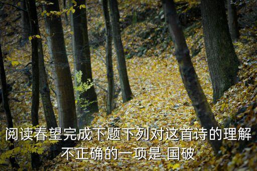 閱讀春望完成下題下列對這首詩的理解不正確的一項是 國破