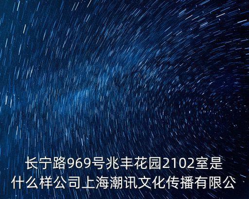 長寧路969號兆豐花園2102室是什么樣公司上海潮訊文化傳播有限公
