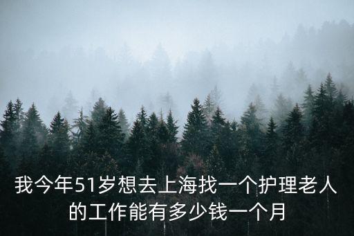 我今年51歲想去上海找一個護理老人的工作能有多少錢一個月