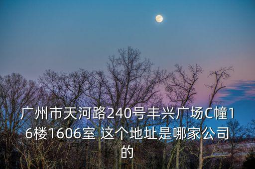 廣州市天河路240號豐興廣場C幢16樓1606室 這個地址是哪家公司的