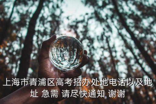 上海市青浦區(qū)高考招辦處地電話以及地址 急需 請盡快通知 謝謝
